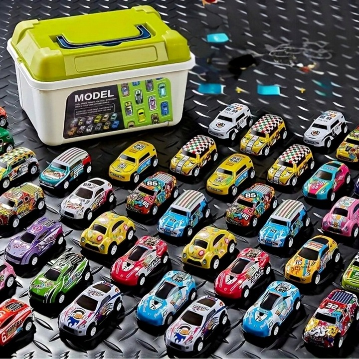 Duży zestaw samochodów metalowe resoraki w walizce autko autka z napędem 40