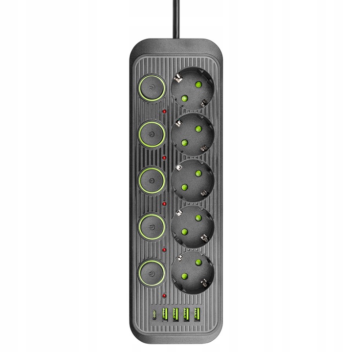 Przedłużacz listwa zasilająca 2m 5 GNIAZDA UZIEMIENIE 5x USB C włącznik