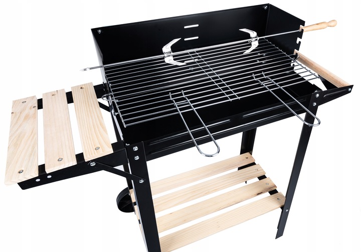 GRILL ogrodowy Węglowy na kołach DUŻY Rożen PÓŁKI Gril Regulacja Rusztu