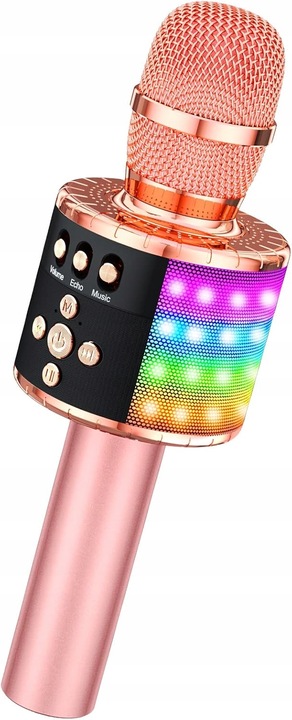 Mikrofon do karaoke dla dzieci Q78 różowy Bluetooth i złącze AUX przenośny