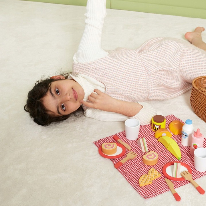 VIGA Drewniany Zestaw Piknikowy 30 el. KOSZ dla dzieci koc AKCESORIA