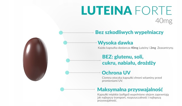LUTEINA MAX 40mg NATURALNA OCZY WZROK 60 KAPSUŁEK