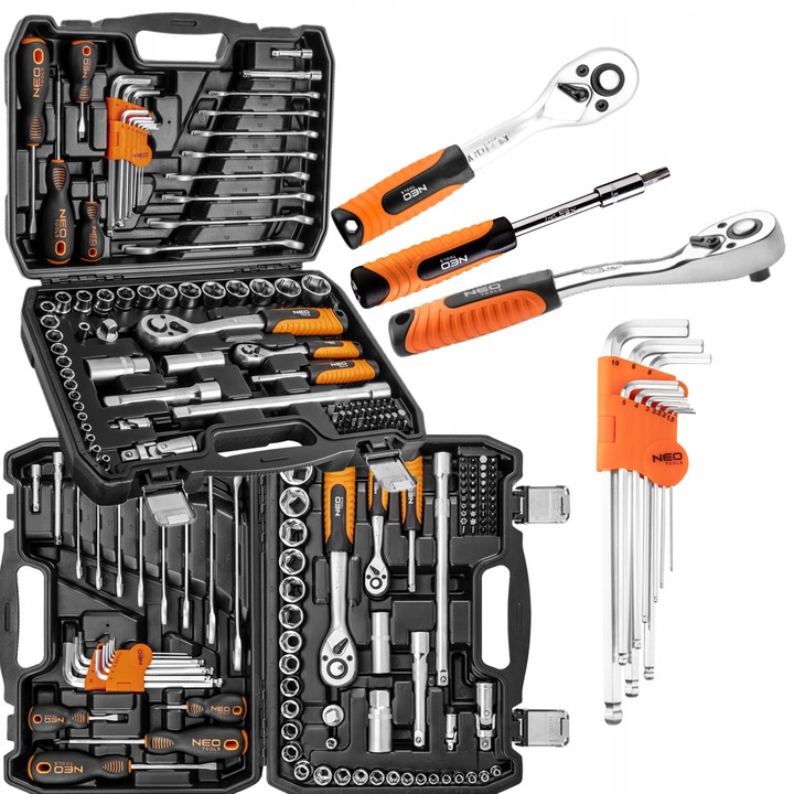 NEO 10-206 ZESTAW KLUCZE NASADOWE 1/2", 1/4" TORX NASADKI WALIZKA 100el