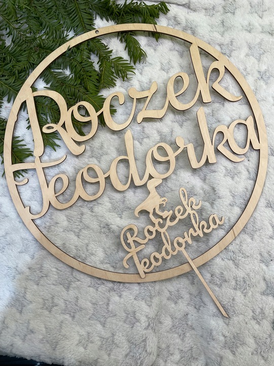 TWÓJ NAPIS w kole obręczy I KOMUNIA ŚWIĘTA CHRZEST ROCZEK URODZINY ŚLUB 60