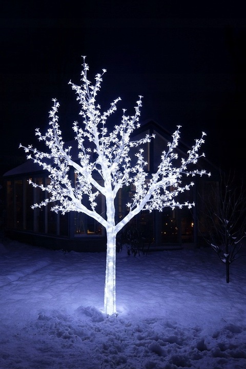 DUŻE ZEWNĘTRZNE DRZEWKO LED AKRYL BIAŁE ZIMNE 180CM FLASH kwiat wiśni