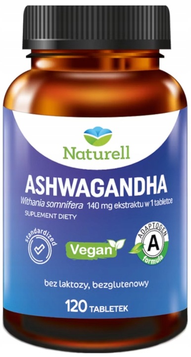 NATURELL Ashwagandha wsparcie odporności na STRES 120 tabletek