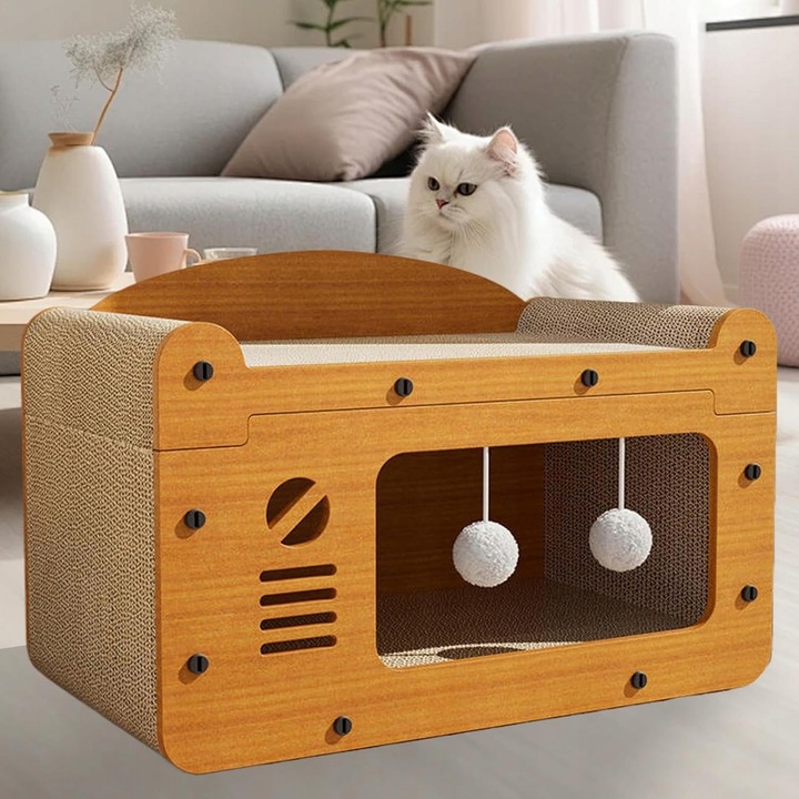 DRAPAK DOMEK DLA KOTA LEGOWISKO Z TEKTURY I MDF EKOLOGICZNY Piętrowy