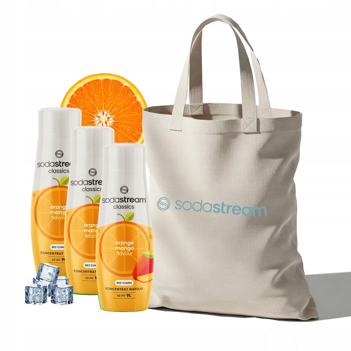 Zestaw Syrop koncentrat SodaStream ORANGE MANGO 3x440 ml + Torba GRATIS