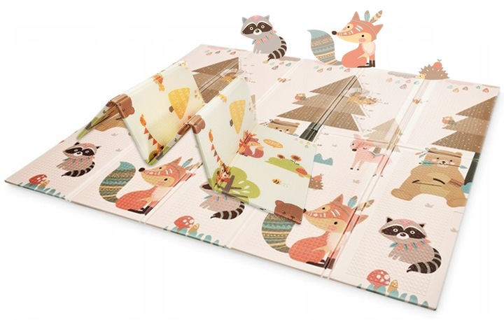 Mata Edukacyjna Piankowa Dwustronna Składana Mata dla Dzieci Duża 200x180cm