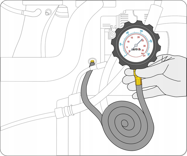 YATO YT-73030 TESTER CIŚNIENIA OLEJU MIERNIK 12 EL YATO 0-500 psi 0-35 BAR
