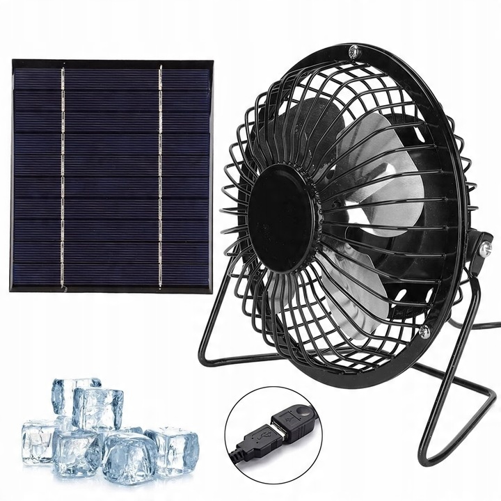 WENTYLATOR + PANEL SOLARNY SŁONECZNY 5W 6V Do kemping