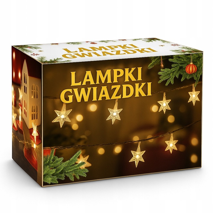 LAMPKI CHOINKOWE GWIAZDKI 80 LED - BIAŁE CIEPŁE LAMPKI NA CHOINKĘ ŚWIĘTA