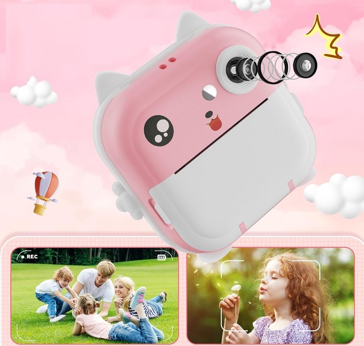 DRUKUŚ APARAT LCD CYFROWY NATCHMIASTOWY Z DRUKARKĄ DLA DZIECI GRY ROLKI