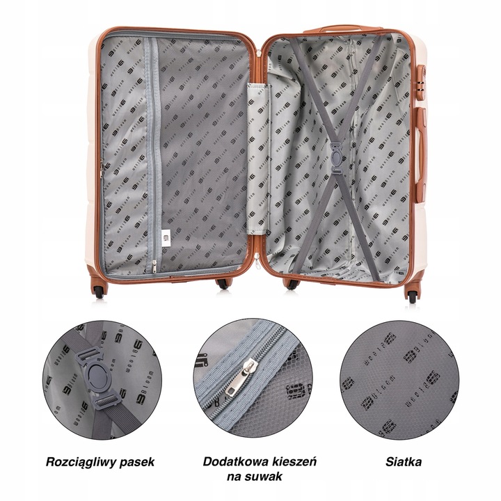 ZESTAW KOMPLET WALIZEK ABS 3IN1 MOCNA TWARDA BLOOM 15 KOLORÓW