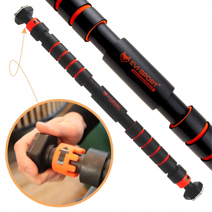 DRĄŻEK do podciągania ĆWICZEŃ rozporowy regulowany STALOWY mocny DO 150kg