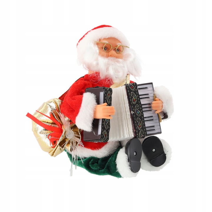 MIKOŁAJ Z AKORDEONEM - GRAJĄCY LED 25,5 CM OZDOBA BOŻONARODZENIOWA