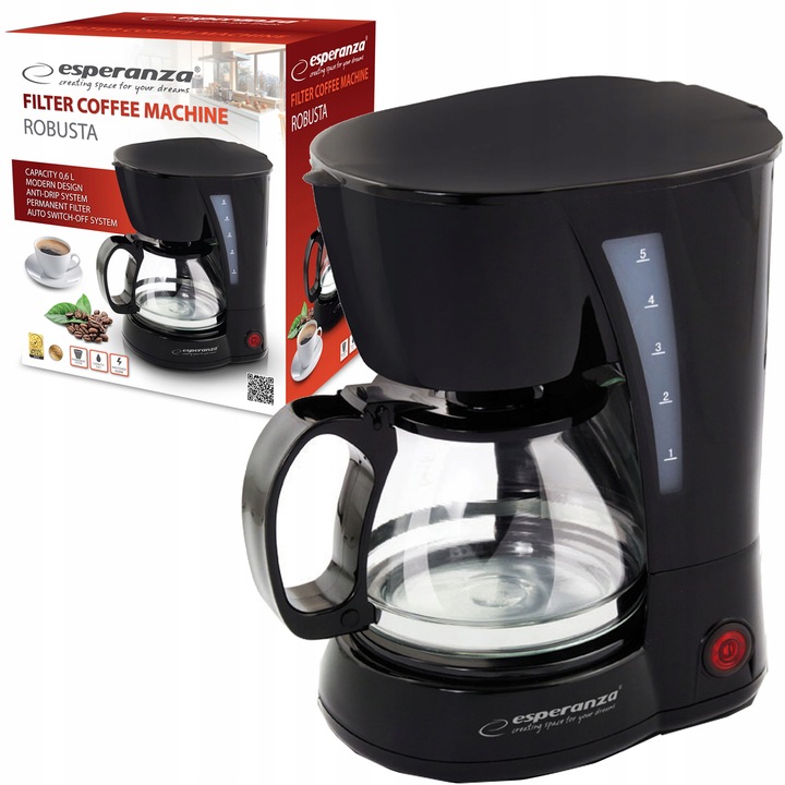 Ekspres przelewowy Esperanza Robusta EKC006 0,6 l CZARNY