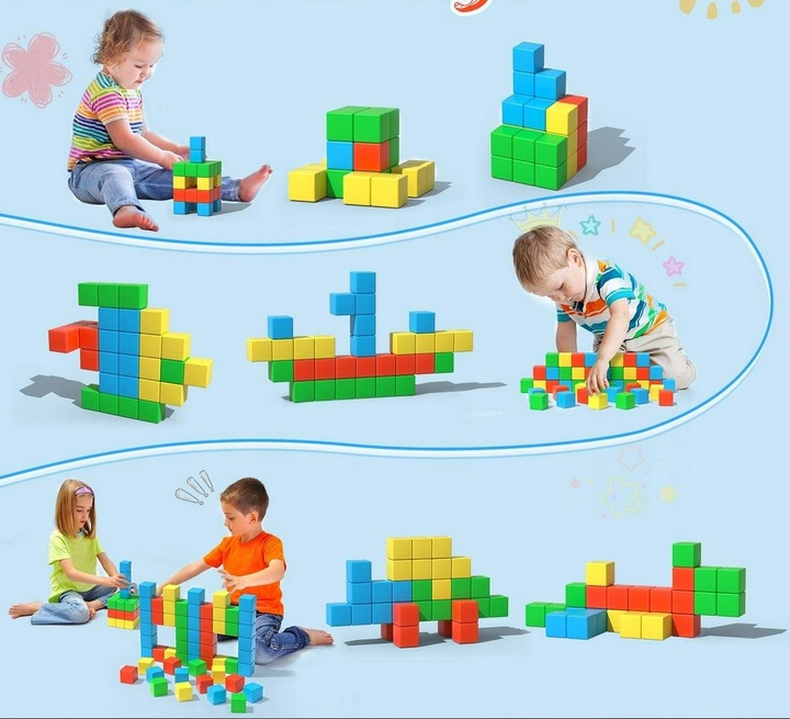 Kolorowe klocki magnetyczne kostki edukacyjne układanka 3d 69 elementów
