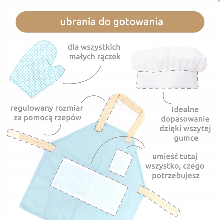 UMU Drewniany zestaw do gotowania dla dzieci 18 elementów