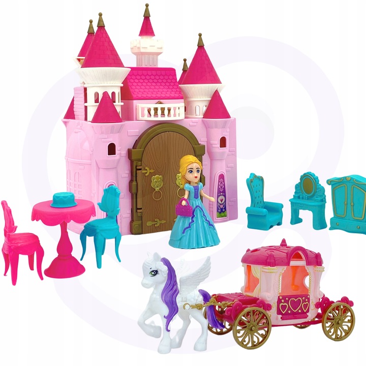 PRZENOŚNY DOMEK DLA LALEK PAŁAC ZAMEK DUŻY AKCESORIA KSIĘŻNICZKA WOOPIE