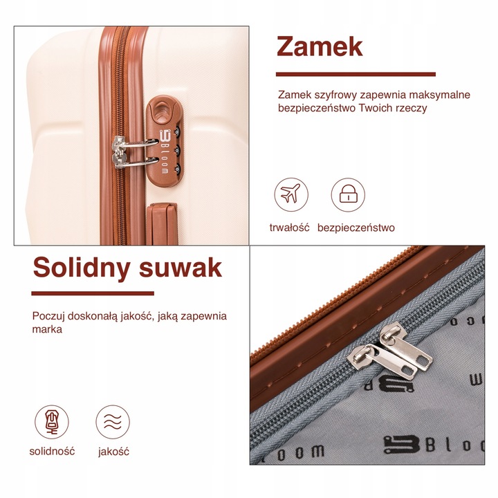 WALIZKA BLOOM XL 24 ŚREDNIA + XS KUFEREK KABINOWA PODRECZNA ABS 15 KOLORÓW