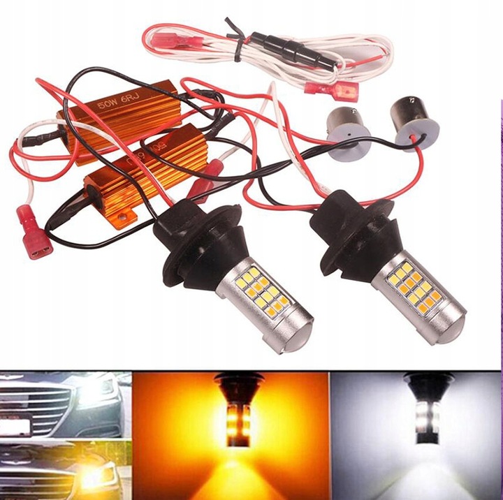 2W1 Światła DZIENNE I KIERUNKOWSKAZY LED DRL PY21W