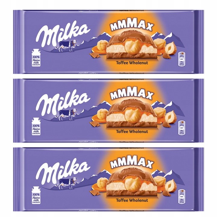 Pakiet 3szt MILKA HAZELNUTS TOFFEE 300G
