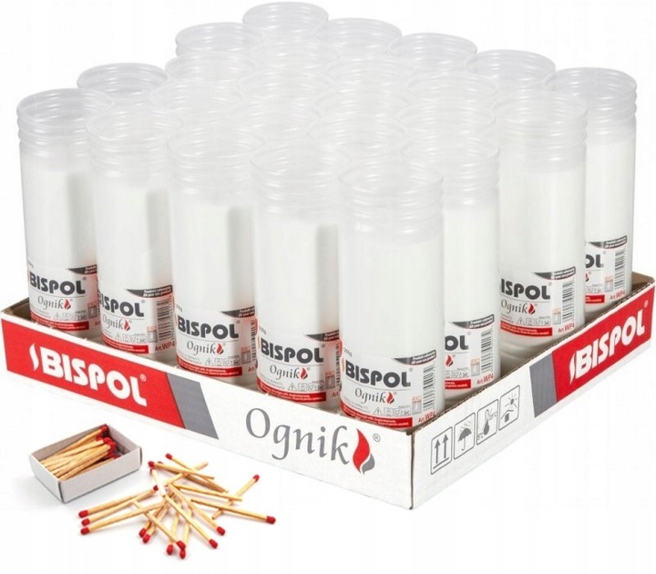 BISPOL Wkłady do zniczy parafinowe WP4 96H 24szt.
