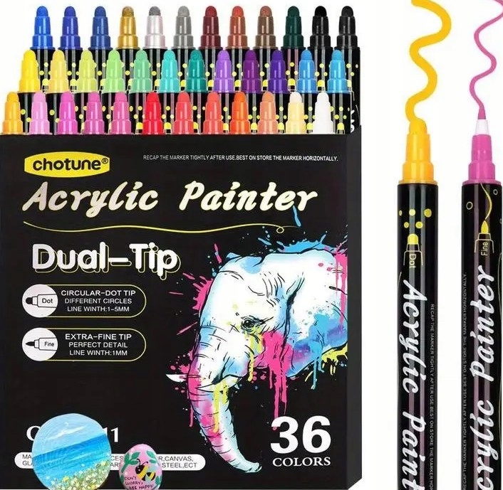 MARKERY AKRYLOWE ZESTAW 48 SZT Pisaki Flamastry Mazaki z farbą do kamieni