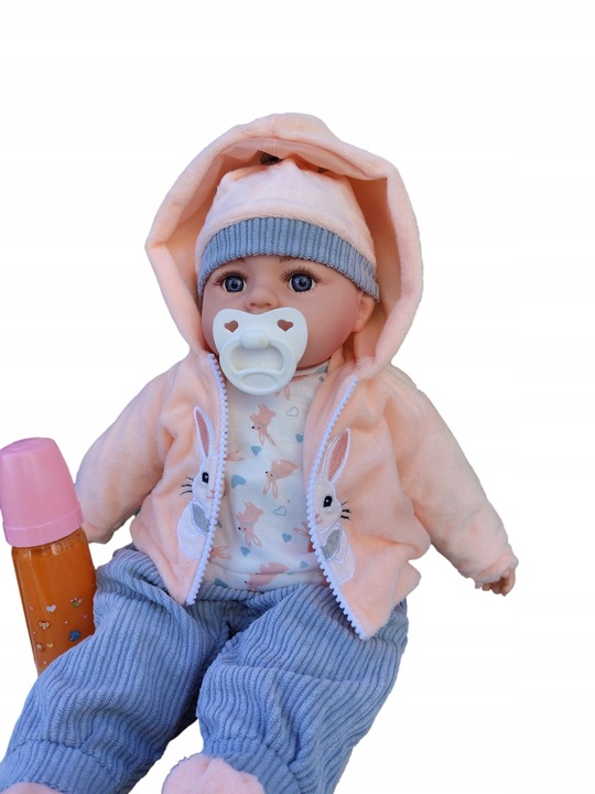 LALKA BOBAS w ubranku 45CM MÓWI I ŚPIEWA PO POLSKU + SMOCZEK+ butelka