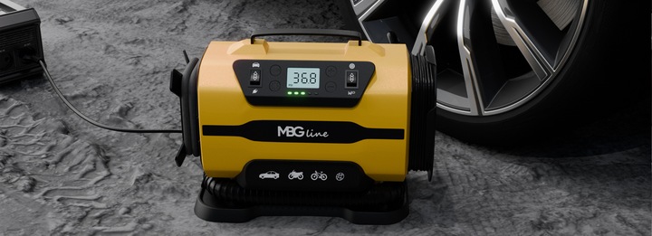 Kompresor samochodowy MBG Pro 12 V 230 V sprężarka pompka latarka 35 l/min