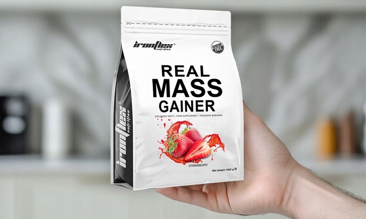 Gainer Real Mass 1000g BIAŁKO WĘGLOWODANY MASA MIĘSNIOWA WHEY WPC IronFlex