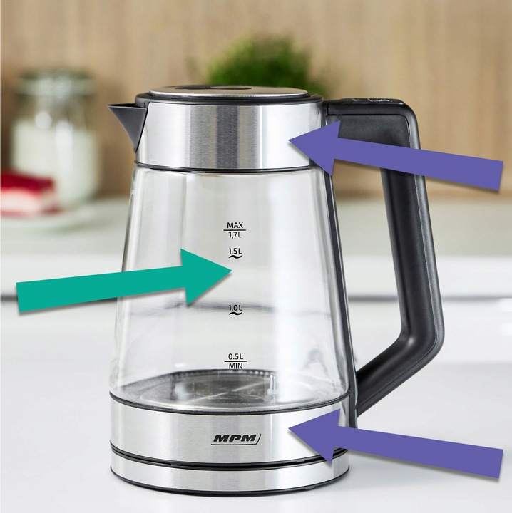 Czajnik elektryczny bezprzewodowy regulacja temperatury szklany MPM MCZ-116
