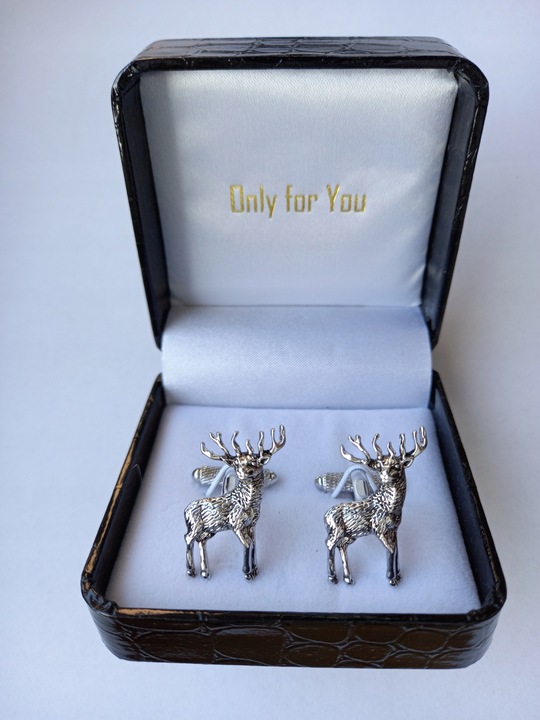 Srebrne spinki do mankietów koszuli EXC Jeleń Daniel dla Myśliwego Leśnika