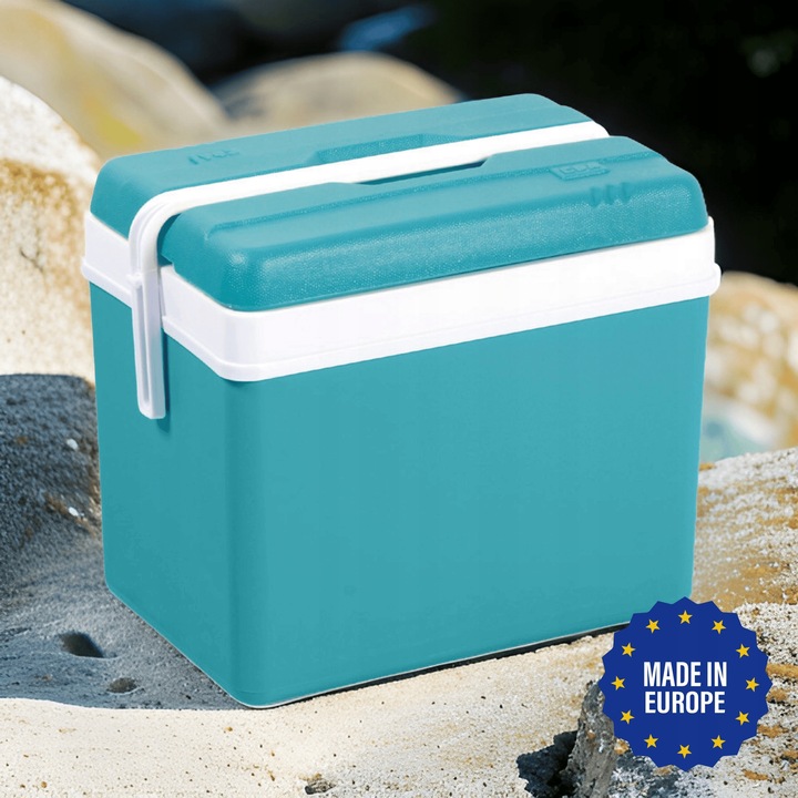 LODÓWKA TURYSTYCZNA 35L TURKUSOWA na WKŁADY MROŻĄCE do auta KAMPERA łodzi