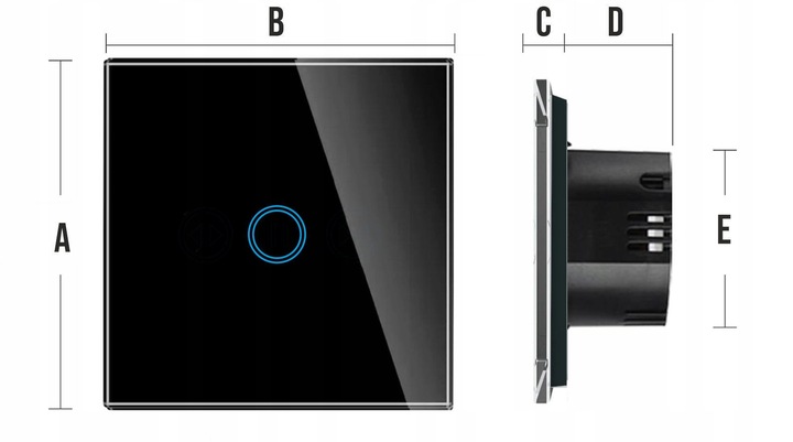 WŁĄCZNIK ŚWIATŁA SZKLANY DOTYKOWY POJEDYNCZY SCHODOWY KRZYŻOWY NA KABEL LED