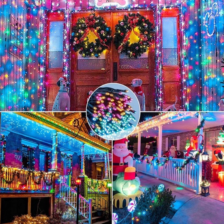 LAMPKI CHOINKOWE 1000 LED STAŁE + FLASH ZEWNĘTRZNE BŁYSK IP44 MULTIKOLOR