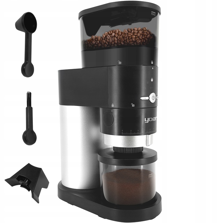 Elektryczny młynek kawy Żarnowy Yoer 150W AUTOMATYCZNY +43 Poziomy mielenia