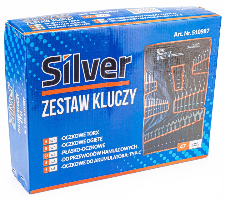 KLUCZE PŁASKO OCZKOWE 6-32 TORX ZESTAW NA PŁACHCIE PŁACHTA 47 ELEMENTY