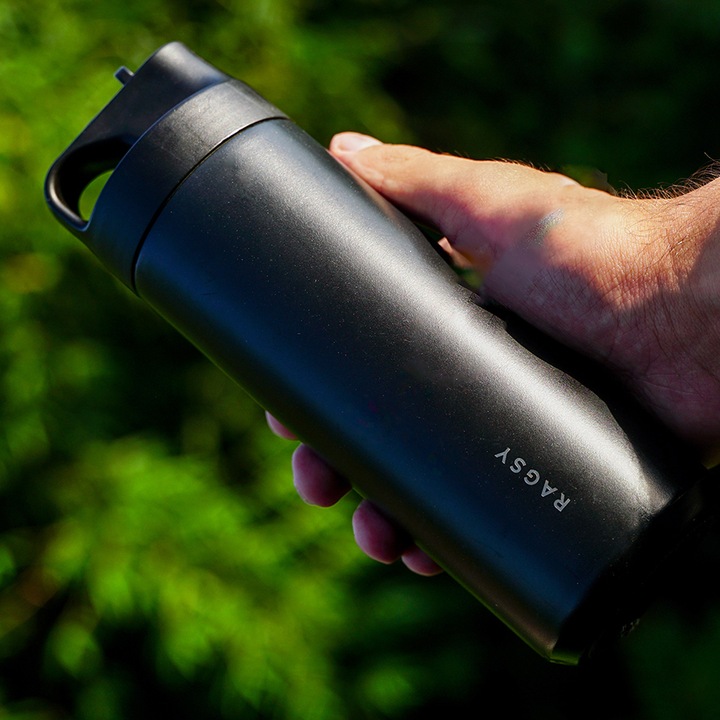 Kubek Termiczny ze słomką i ustnikiem ADV 500 ml BPA FREE - Black / Czarny