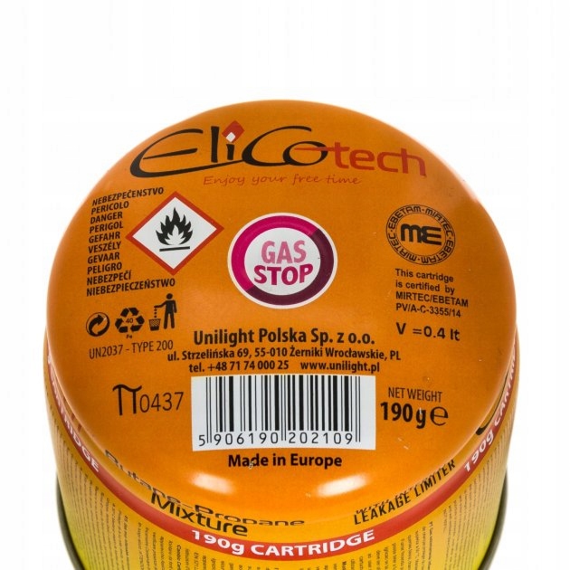 Nabój gazowy kartusz do lampy 190g ELICO 12szt