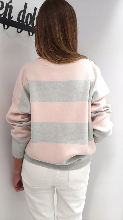 COCOMORE Sweter Pasy Szary + Różowy NEW
