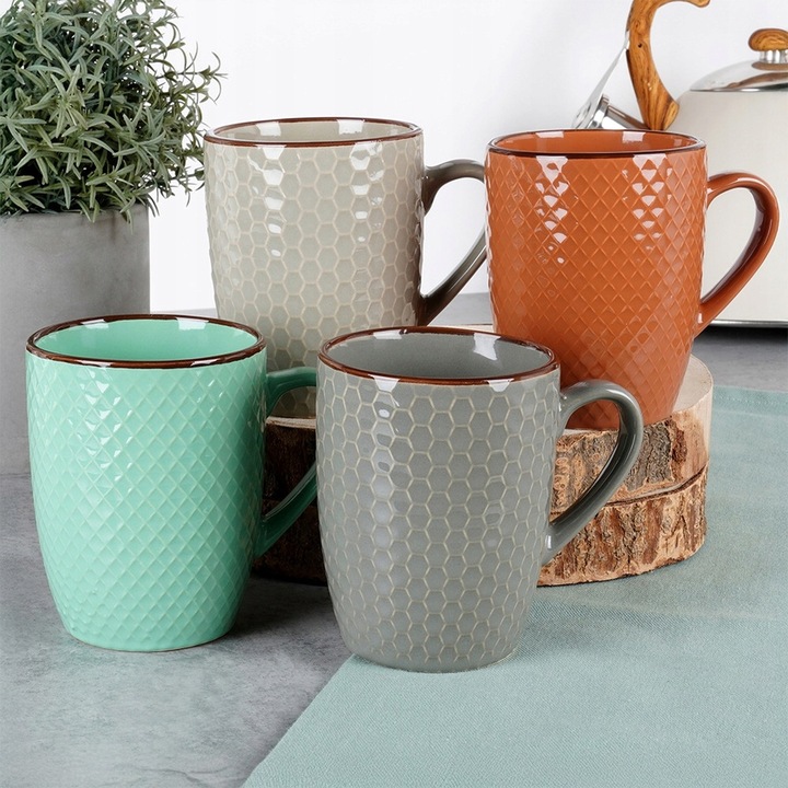 4x Duży KUBEK do napojów kawy herbaty zestaw prezentowy komplet kubków