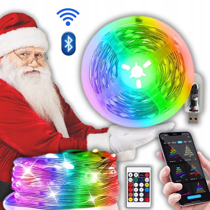Lampki Świąteczne 200 LEDowe Inteligentne Bluetooth Świecą w RYTM Muzyki