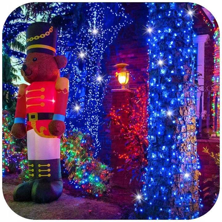 LAMPKI CHOINKOWE NIEBIESKIE 300 LED FLASH WEW/ZEW ŚWIĄTECZNE NA CHOINKĘ 22M