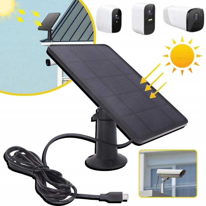 4W 5V ŁADOWARKA DO PANELU SŁONECZNEGO DO KAMERY BEZPIECZEŃSTWA Z MICRO USB