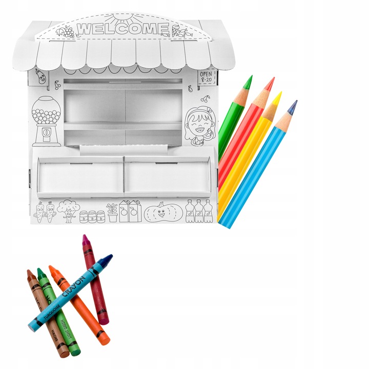 Stragan Tektorado Kartonowy Domek do malowania samodzielnego złożenia 97 cm