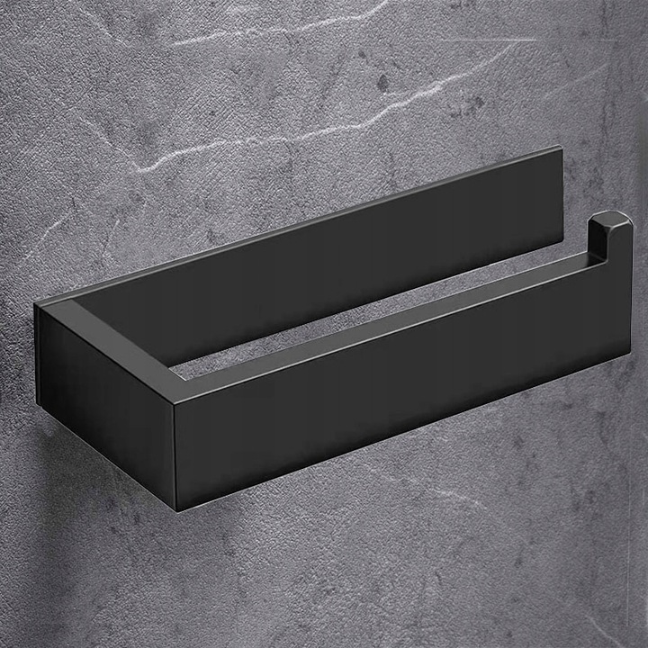 Uchwyt na papier toaletowy czarny samoprzylepny