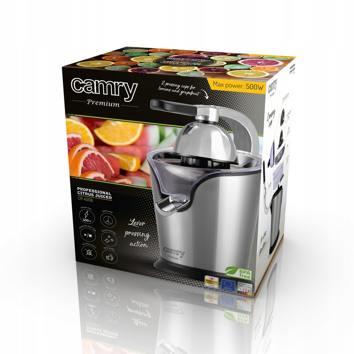Wyciskarka do cytrusów Camry CR 4006 srebrny/szary max 500 W