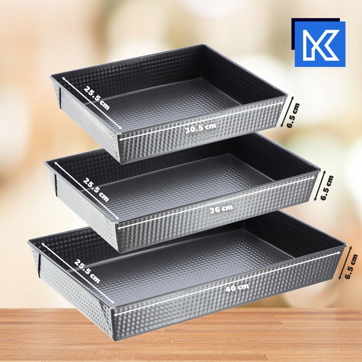 BLACHA FORMA DO PIECZENIA CIASTA BLASZKA PROSTOKĄTNA XXL ZESTAW BLACH 3szt